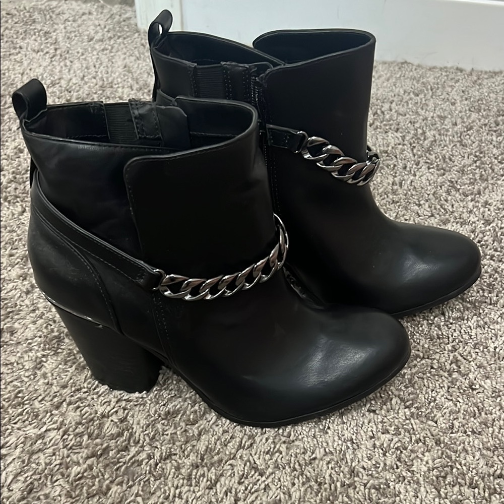 Torrid Black Ankle Booties with Chain Accent